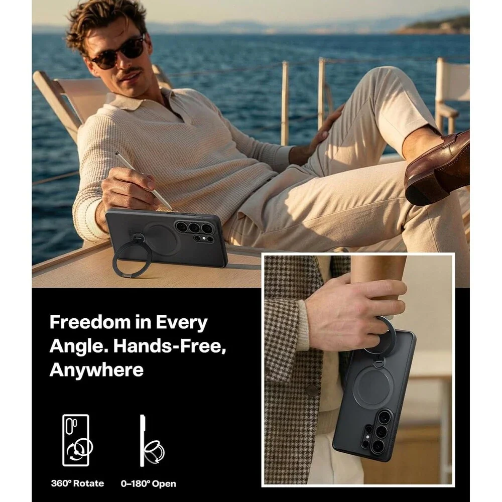 Q3 Spin for Samsung Galaxy S26 Ultra Case with 360 for S26 Ultra Black